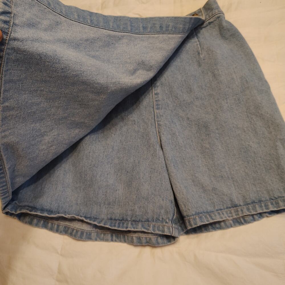 Lands' End Denim Skort girls sz 14 Light Wash Wrap Front Nautical Shorts Skirt - Picture 4 of 13
